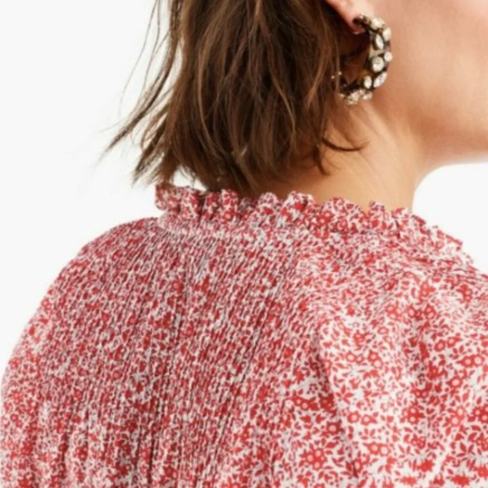 J. Crew Ditzy Floral Liberty Chamomile Print Shirt Blouse 2 Ruffle Cottagecore